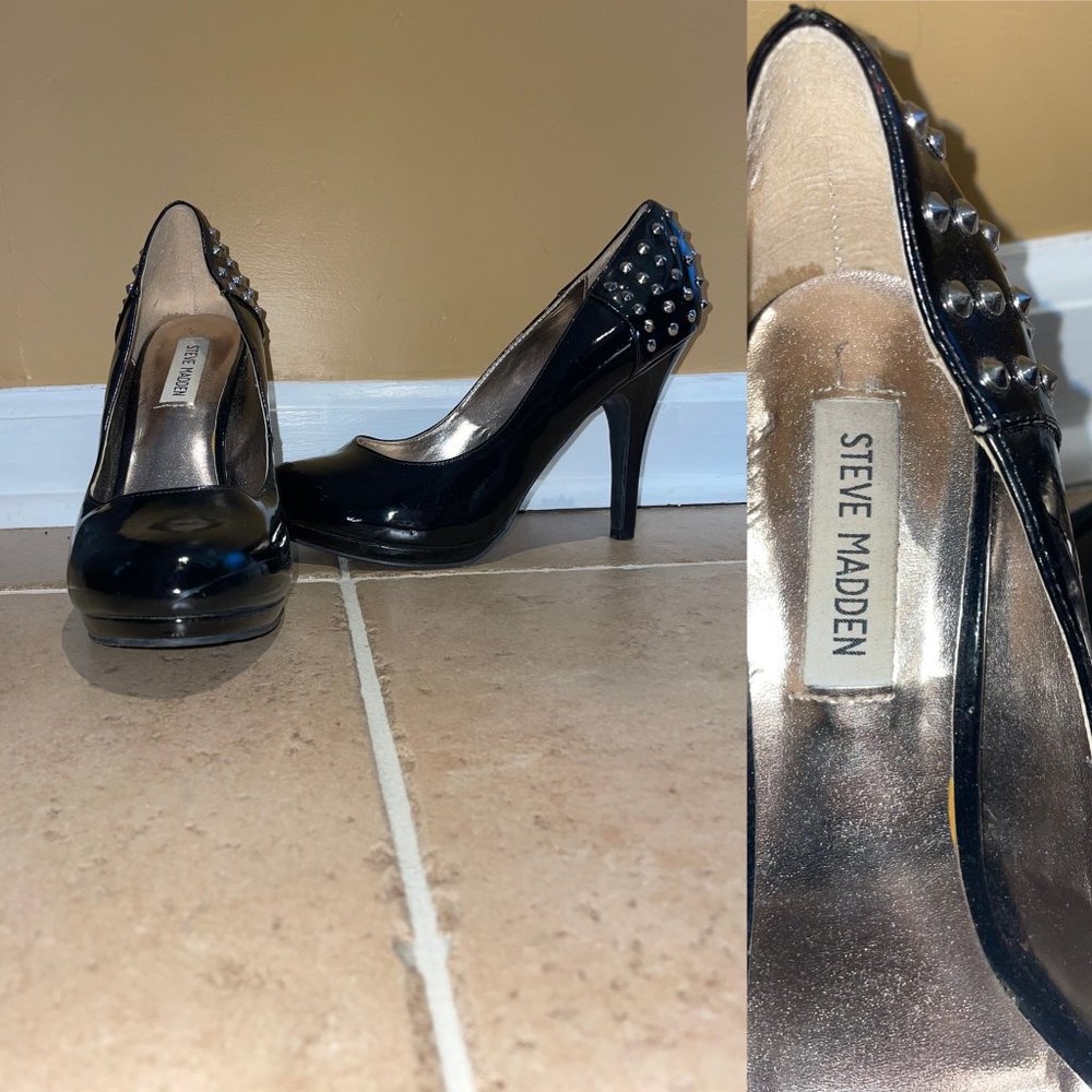 Steve Madden Black Studded Heels Size 9.5